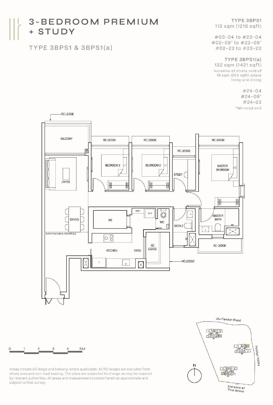 3-Bedroom Premium + Study (1,216 - 1,421 sq ft)