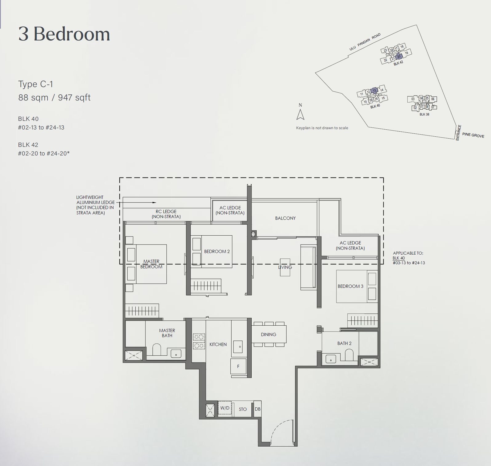 3 Bedroom (947 - 990 sqft): The Upgrader’s Entry