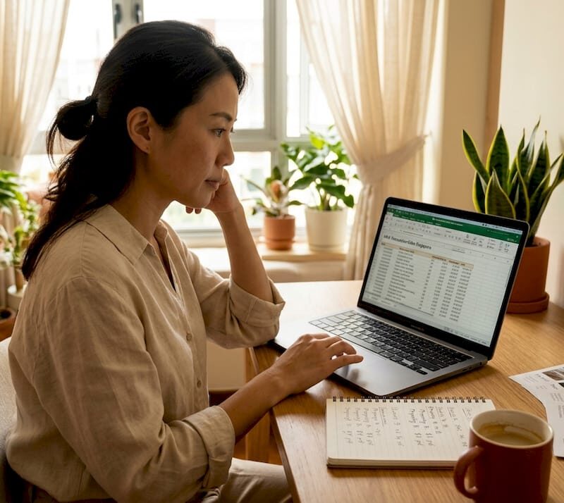 Investor reviewing Singapore sub-sale property data