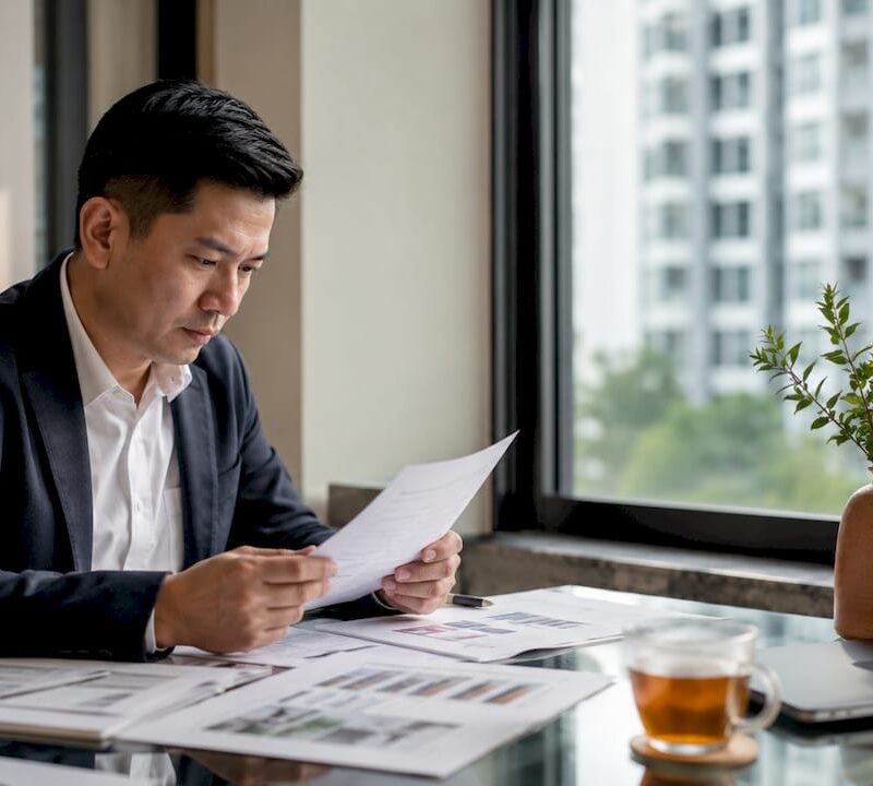 Professional reviewing property valuation documents