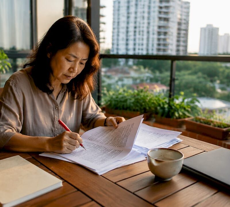 Homeowner reviewing MCST management documents