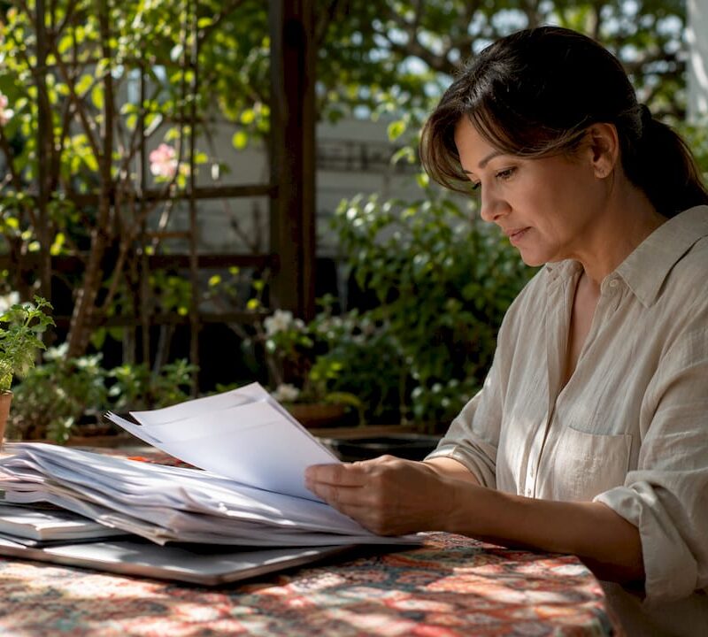 Homeowner reviewing property documents
