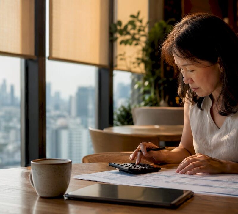 Investor calculating property PSF values