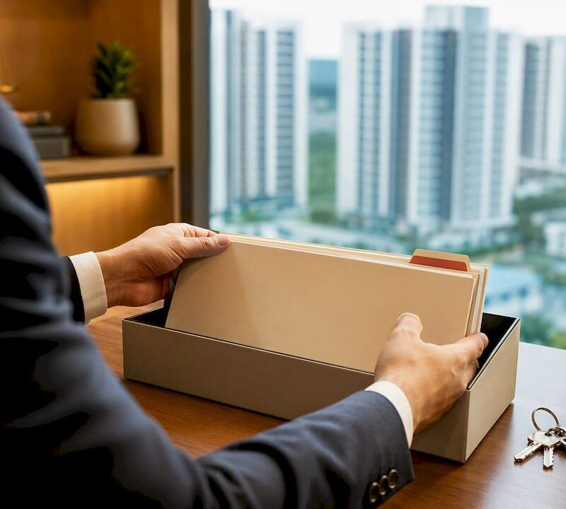 Solicitor organising property completion documents