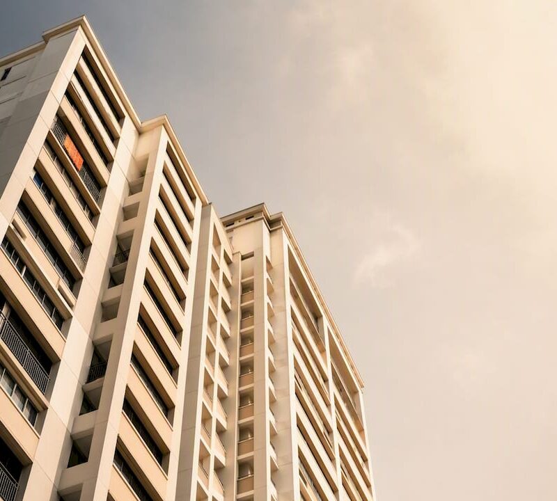 Singapore HDB estate viewed from below