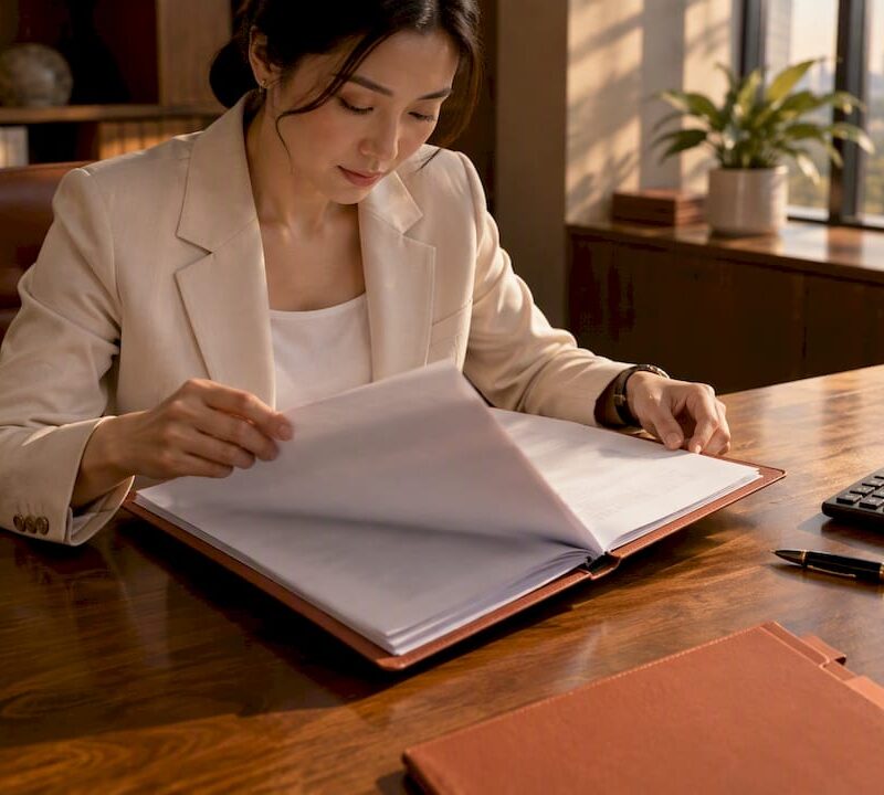 Solicitor reviewing mortgage redemption documents