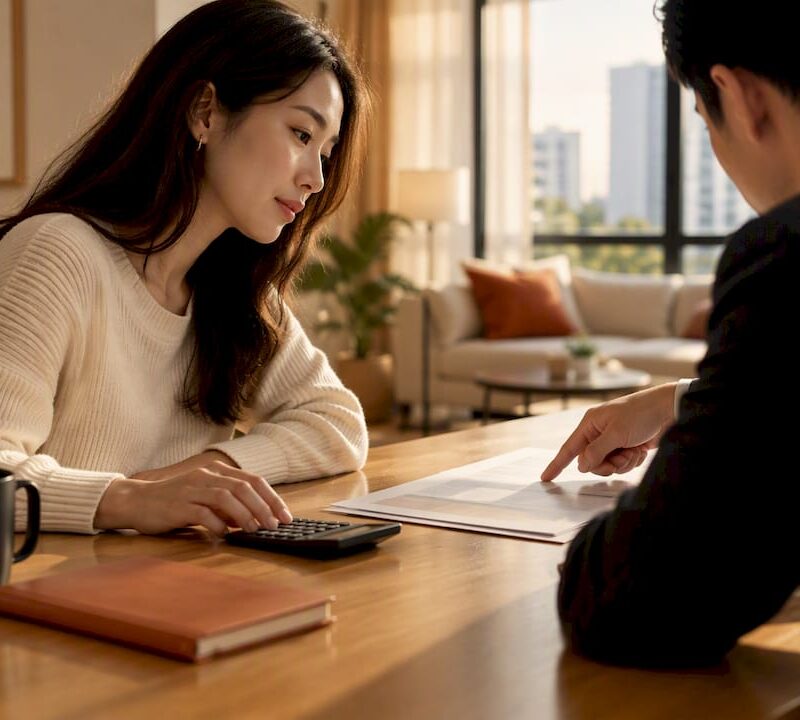 Buyer reviewing property valuation with adviser