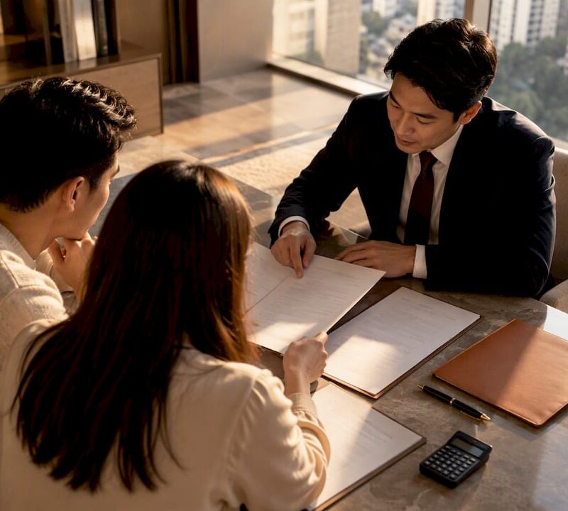 Homeowners reviewing a property transfer decision