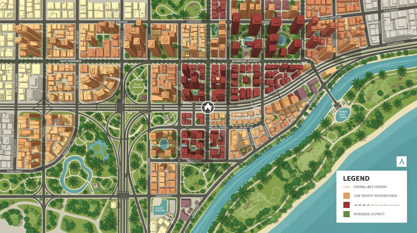 The image depicts an annotated overhead map of a tropical city center, showcasing the core central region of Singapore with color-coded residential districts, rail lines, and green spaces. Key areas such as Toa Payoh and Bukit Timah are highlighted, illustrating the proximity of prime areas and their value in terms of housing and convenience.