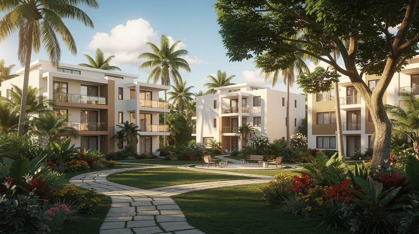 The image depicts low-rise residential blocks nestled in a lush tropical setting, surrounded by vibrant greenery, indicative of a prime district in Singapore. This serene environment is likely near amenities such as Holland Village and schools like Methodist Girls School, making it an ideal location for families seeking a peaceful yet accessible lifestyle.